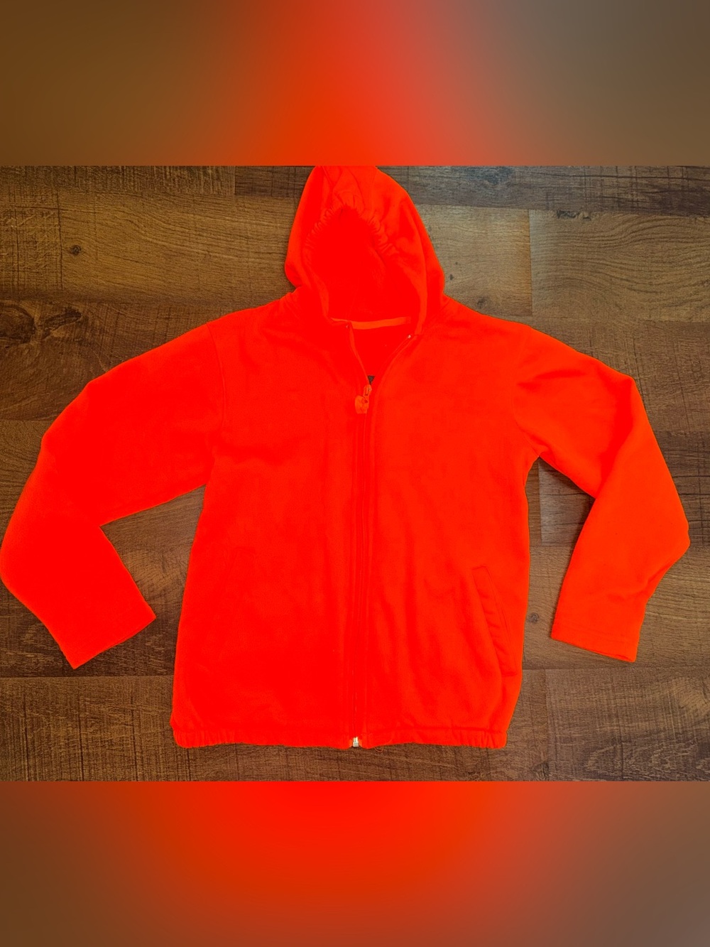 Kids Zip-Up Hooded Sweatshirt in Bright Orange